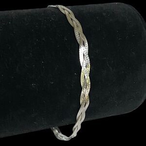 GD# lovely 7” Sterling 925 Silver 3 Strand Weaved Bracelet